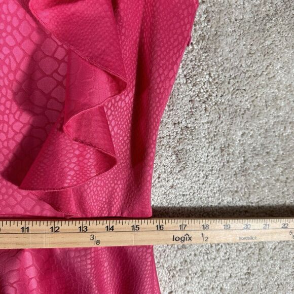 Samuel Dong Pink Crocodile Print Peplum Ruffle Dress‎ Small Sleeveless Sheath - Picture 9 of 12